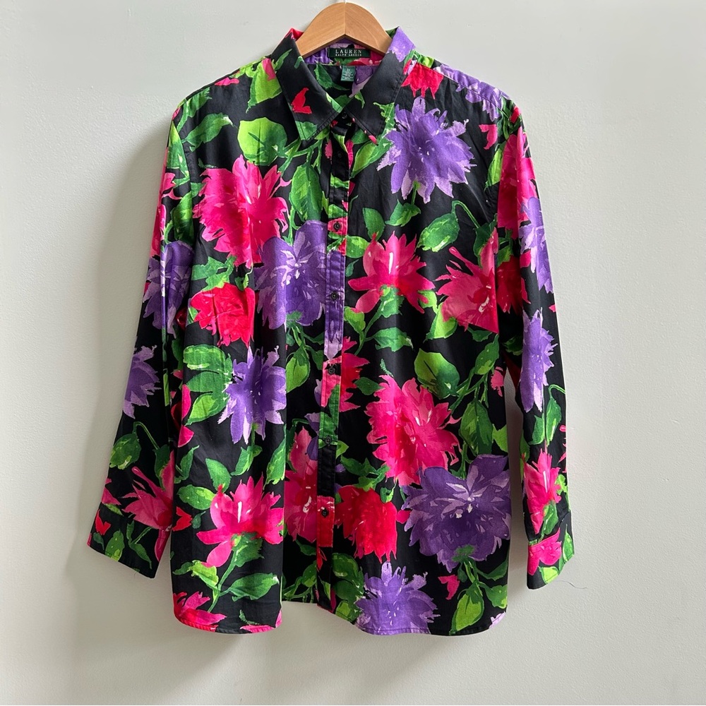 Lauren Ralph Lauren Women’s Floral Long Sleeve Button Down Shirt, Size 3X